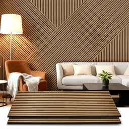 LARWORKS Akustikpaneele Holz 120×60 cm - 2 Stück Wandpaneele in Holzoptik für Wand & Decken, Schallabsorption, Für Wohnräume, Büros, Studios