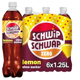 SCHWIPSCHWAP Lemon Geschmack ohne Zucker – Koffeinhaltiges Cola-Getränk mit Orange & Zitrone, 6x1.25 l