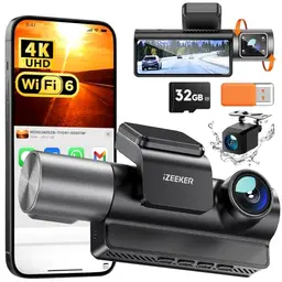 iZEEKER 3-Kanal 4K Dashcam mit 32 GB Karte, Nachtsicht, WiFi, Loop & Parkmodus