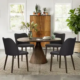 COLAMY 4er Set Esszimmerstühle, Gepolsterte Stühle mit Holzbeinen, Dunkelgrau