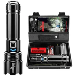 Shadowhawk LED Taschenlampe 500.000 Lumen, USB Wiederaufladbar, IP67 Wasserdicht, 5 Lichtmodi für Camping und Outdoor