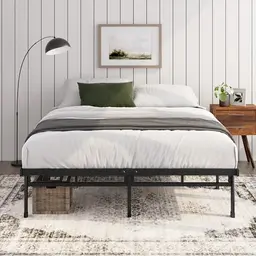 Zinus Justin Bett 140x200 cm mit Stauraum - Metall Plattform Bettgestell - Schwarz