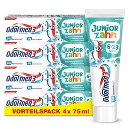 Odol-med3 Junior Zahncreme für Kinder ab 6 Jahren - Schutz für Milch- und bleibende Zähne, 75ml