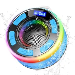 PRSCFUM Bluetooth Duschlautsprecher mit Saugnapf, IP7 wasserdicht, tragbar mit LED, Freisprechfunktion, für Badezimmer und Outdoor