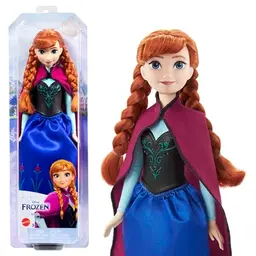 Mattel Disney Prinzessin Anna Puppe, Eiskönigin, im Reiseoutfit mit abnehmbaren Umhang, Spielzeug ab 3 Jahren