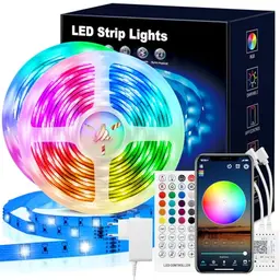 VKH 20m LED Strip, Bluetooth RGB LED Band mit Fernbedienung und APP - Selbstklebend für Zimmer und Partys