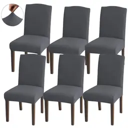 Granbest Stuhlhussen Set von 6, Universelle Jacquard Bezüge für Esszimmer, Küche, Restaurant und Hotel, Grau