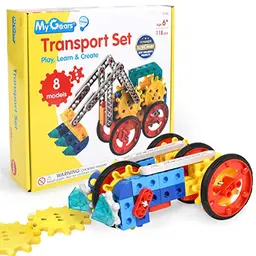 edxeducation My Gears Transport-Set | 118 Teile | Konstruktionsspielzeug für Kinder 4-8 Jahre