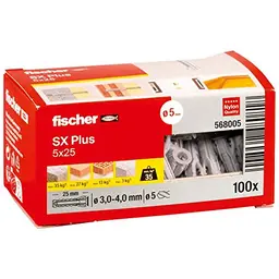 Fischer Spreizdübel SX Plus 5 x 25 - 100 Nylondübel für optimalen Halt in verschiedenen Baustellen