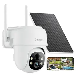 Cinnado kabellose Outdoor-Überwachungskamera mit Akku & Solarpanel, 2K, 360° PTZ, Nachtsicht, 2-Wege-Audio, IP65