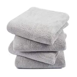 KinHwa 4er Pack Mikrofaser Handtücher, Stark Wasserabsorbierend, Schnelltrocknend, 40x76cm, Hellgrau
