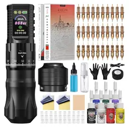 HAWINK Wireless Tattoo Maschine Set mit Akku und 30 Nadeln für Anfänger und Künstler