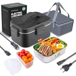 Kimfead Elektrische Lunchbox 1,8L mit Isolierter Tasche - Tragbare Wärmebox für Auto, Lkw und Büro