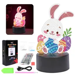 APODESS 12tlg Diamond Painting Ostern Hase Deko Frühling Geschenke Kinder Nachtlicht LED Osterbeleuchtung Basteln