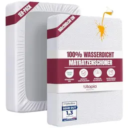 Utopia Bedding Wasserdichter Matratzenschoner 160x200cm, atmungsaktiv, elastisch, Oeko-TEX, weiß