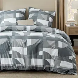 BEDSURE Wendebettwäsche 220x240 cm mit 2 Kissenbezügen – Geometrisches Design in Grau für Doppelbetten