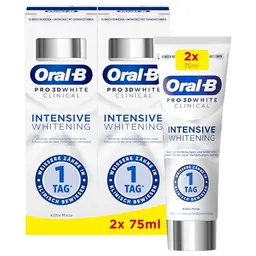Oral-B Pro 3D White Clinical Whitening Zahnpasta - 2x75ml, für weißere Zähne in 1 Tag, Kühle Minze