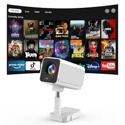 Puxinat Smart Beamer mit WiFi6, 1080P und 180° verstellbarem Stand für YouTube, HBO und Hulu