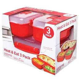 Sistema Microwave-Heat & Eat Lunchbox Set | 3 Mikrowellen-Brotdosen (1,25 L + 2 x 525 ml) | BPA-frei