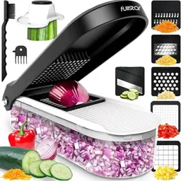 Gemüseschneider 6-in-1 Mandoline - Kompakter Gemüse- und Obsthobel in Schwarz