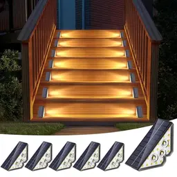 Solarlampen für außen, LED Stufenleuchte, 6 Stück wasserdichte Gartenlampen
