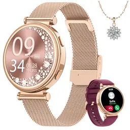 Fitnynxos Smartwatch Damen, 1.27" Touchscreen, Fitness Tracker mit Telefonfunktion, Schlafmonitor und Menstruationszyklus, Gold Geschenk