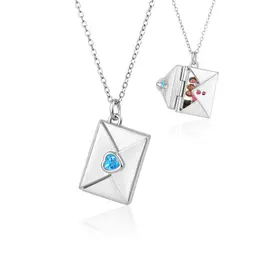 Dacomfy Personalisierte Foto Medaillon Kette für Damen, Herz Geburtsstein, Geschenk für Mama, Freundin, Ehefrau (Silber)