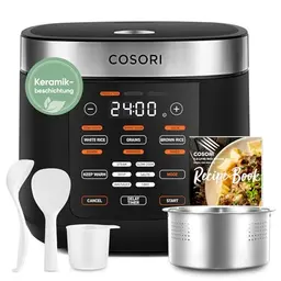 COSORI Reiskocher 5 L, Multikocher mit 17 Programmen, Fuzzy-Logik, Dampfgarer, Warmhaltefunktion, Schwarz