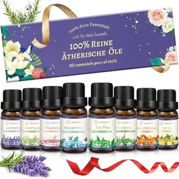 Ätherische Öle Set 8x10ml – 100% naturreines Aroma für Diffuser, Massage und Aromatherapie | Geschenkideen für Frauen