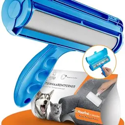 FusselMonster® Fusselrolle für Hunde & Katzen - Wiederverwendbarer Tierhaarentferner für Sofa, Teppich und Auto (Blau)