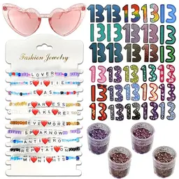 LOMSIOY Freundschaftsarmband Set - 13 PCS stapelbare Armbänder mit rosa Liebesbrille für Frauen - Perfekt für Musikliebhaber