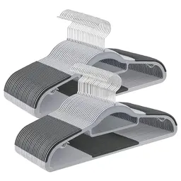 SONGMICS Kleiderbügel 50er Set, rutschfest, platzsparend, 42 cm, drehbarer Haken, grau
