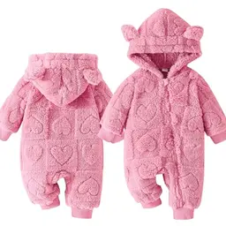 Adigau Baby Mädchen Jungen Langarm Fleece Overalls Hoodie für Winter 9-12 Monate