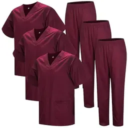 MISEMIYA - 3 Sets Unisex-Hygieneuniform - XX-Large, Granat