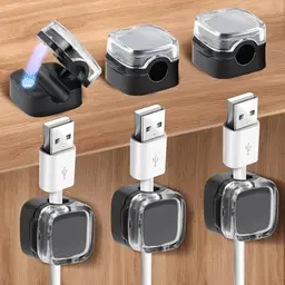 BOHUIZ 6er Set Kabelhalter - Magnetische Kabelclips für Schreibtisch, USB & Audiokabel (Schwarz)