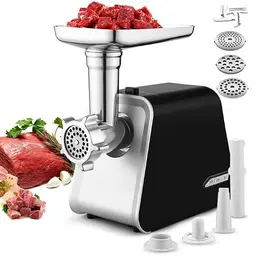Elektrischer Fleischwolf 2000W, 4-in-1 Küchenmaschine für Fleisch & Wurst mit Zubehör
