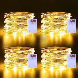 Echosari 4er Set Batteriebetriebene LED Lichterkette, 5M, Warmweiß - Ideal für Garten, Hochzeit und Party