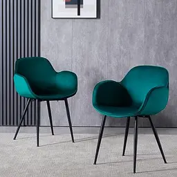LeChamp Samt Esszimmerstuhl mit Armlehnen - Freizeitstuhl für Küche, Lounge und Wohnzimmer
