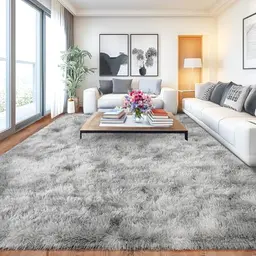 Chicnix Wohnzimmerteppich 240x340 cm, flauschiger Shaggy mit Anti-Rutsch, modern, hellgrau