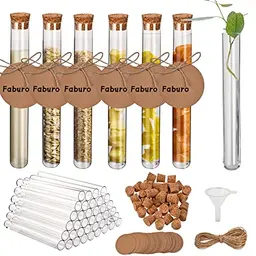 Faburo 100 Reagenzgläser mit Korken, 16x100mm - Ideal für DIY, Basteln und Aufbewahrung von Flüssigkeiten und Gewürzen