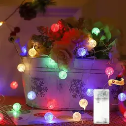 Koboko Lichterkette mit bunten Kristallkugeln und Timer