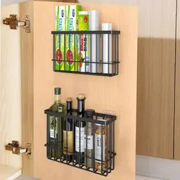 EigPluy 2er Set Küchenschrank-Aufbewahrungsboxen, Selbstklebend für Schrank/Badezimmer/Kühlschrank (Schwarz)