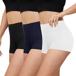Gayhay 3er Pack Kurzradlerhose Damen - High Waist Leggings Hotpants in Schwarz, Navy und Weiß, XXL