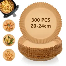 300 Stück Backpapier für Heißluftfritteuse, rund, BPA-frei, wasserfest, ölfest, Zubehör für Ofen und Mikrowelle