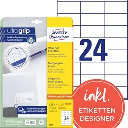 AVERY Zweckform 3490 Adressaufkleber, 720 selbstklebende Etiketten (70x36mm), 30 Blatt, weiß