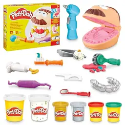 Play-Doh Zahnarzt Dr. Wackelzahn Set mit 8 Bechern und 10 Werkzeugen, kreatives Bastel-Set für Kinder