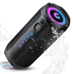 Bluetooth Lautsprecher mit Licht, 25W, IPX7 wasserdicht, 25 Std Akku, TWS, AUX & TF, ideal für Outdoor & Party