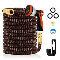 Yofidra Flexibler Gartenschlauch 15m mit Metallanschlüssen, knickfrei und strapazierfähig, inkl. 10 Düsen