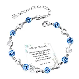 EXGOX Damen Armband aus 925 Sterling Silber mit Herz und Kristall
