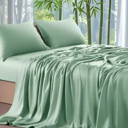 Gezu Bambus Spannbettlaken 180x200cm - Salbeigrün, Hypoallergen, Thermoregulierend, für Matratzen bis 30cm
